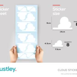 16 Cloud Stickers, Wall Art, Decals, Office, Nursery, Bedroom, Living Room - thumbnail 3