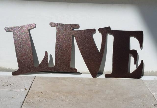 Metal Live Sign - Letters Wall Art Laugh Love Outdoor Decor Home Word Quote Set - image 1