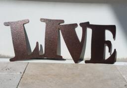 Metal Live Sign - Letters Wall Art Laugh Love Outdoor Decor Home Word Quote Set - thumbnail 1