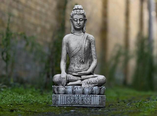 Japanese Buddha Sculpture Stone Home & Garden Decoration Outdoor Sitting Figurine Zen Ornament Cement Yard Art Traditional Decor - image 1