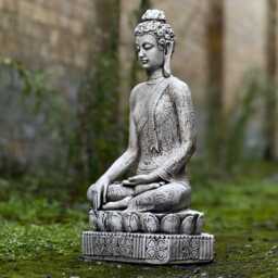 Japanese Buddha Sculpture Stone Home & Garden Decoration Outdoor Sitting Figurine Zen Ornament Cement Yard Art Traditional Decor - thumbnail 3