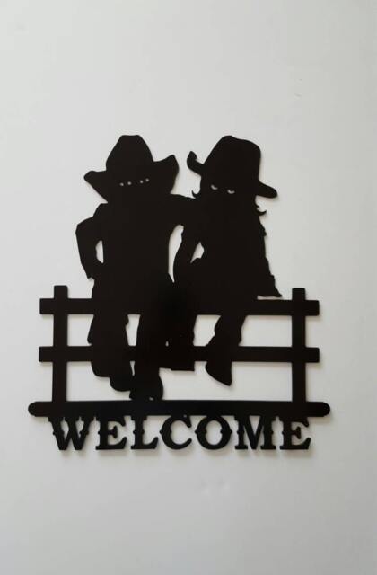 Metal Wall Art. Cowboy. Cowgirl. Welcome Sign. Cowboy Home Decor. Black Cowgirl - image 1