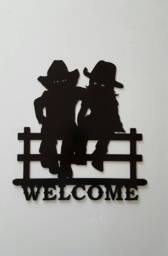 Metal Wall Art. Cowboy. Cowgirl. Welcome Sign. Cowboy Home Decor. Black Cowgirl - thumbnail 1