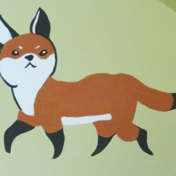 Floorcloth Floor Mat Painted Rug Animals Fox Green Brown - thumbnail 2