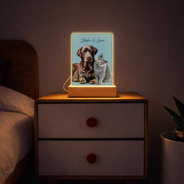 Personalised Led Acrylic Plaque Pet Photo Frame - Custom Dog & Cat Portrait - image 1