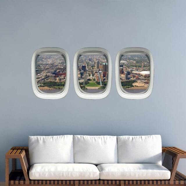 Vwaq St. Louis Arch Skyline - Airplane Window View Wall Decals - Ppw46 - image 1