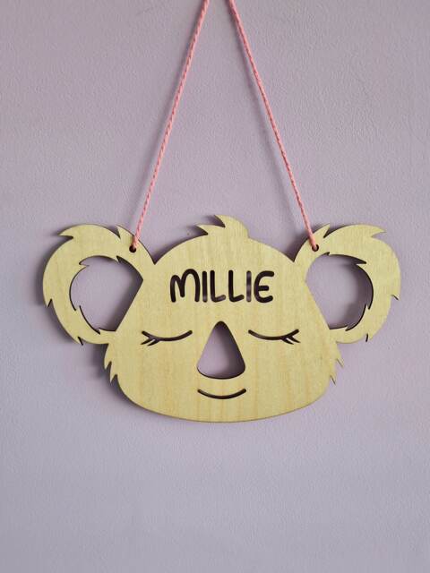 Personalised Koala Sign, Wooden, Hanging Children's Bedroom Decor, Nursery, Wall, Door, Custom Kids Name Plaque, Baby Gift, Birthday - image 1
