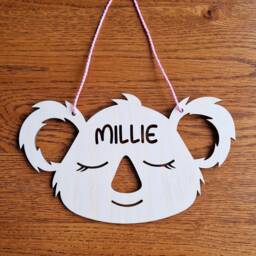 Personalised Koala Sign, Wooden, Hanging Children's Bedroom Decor, Nursery, Wall, Door, Custom Kids Name Plaque, Baby Gift, Birthday - thumbnail 2