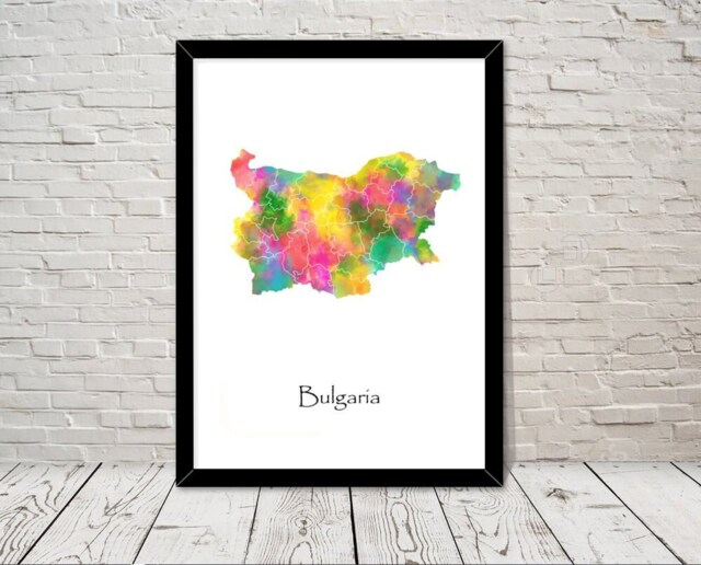 Bulgaria Print Watercolour Illustration Map Art Abstract Home Decor Giclee Office Wall Room
