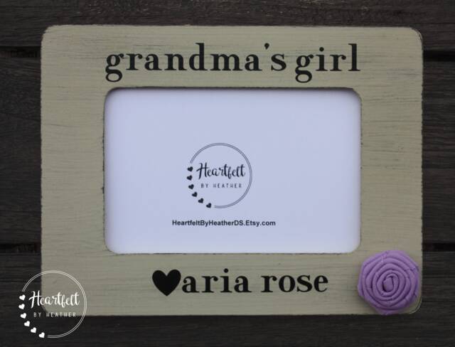 Personalized Grandma's Girl Picture Frame - Distressed Wood, 4x6 Photo - image 1