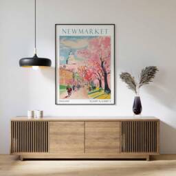 Newmarket, England Travel Print, Newmarket Wall Art, English Landscape Poster, Racing Decor, Historic Art - thumbnail 1