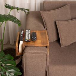 Functional Wood Armrest Table, Couch Arm Rest Table With Magazine Stand, Simply Sofa Tray Custom Gift For Dad - thumbnail 2
