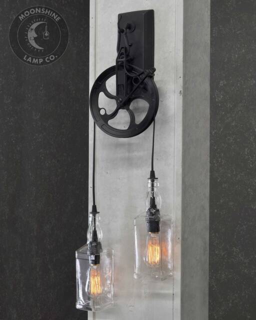 The Warehouser Recycled Whiskey Bottle Wall Sconce - Industrial Light Farmhouse Rustic Decor - image 1