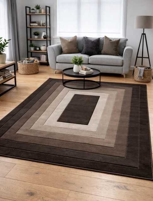 New Beige Brown Rugs Small Large Mats Modern Contemporary Design UK - image 1