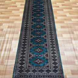 2.6x10 Emerald Green Bokhara Rug - Runner Hallway Luxury Long Fine Quality Afghan - thumbnail 2