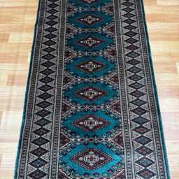 2.6x10 Emerald Green Bokhara Rug - Runner Hallway Luxury Long Fine Quality Afghan - thumbnail 3