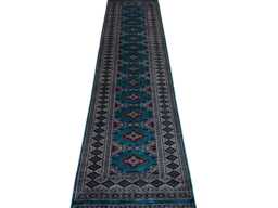 2.6x10 Emerald Green Bokhara Rug - Runner Hallway Luxury Long Fine Quality Afghan