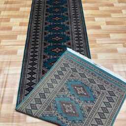 2.6x10 Emerald Green Bokhara Rug - Runner Hallway Luxury Long Fine Quality Afghan - thumbnail 4