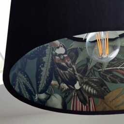 Black Velvet Wonderland Drum Lampshade, Double Sided Lampshade With Sage Paper On Interior, Ceiling Light Shade - thumbnail 2