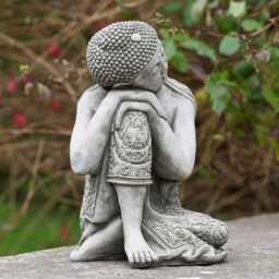 Large Sleepy Buddha Stone Statue - Oriental Outdoor Garden Ornament Thai Monk - thumbnail 3