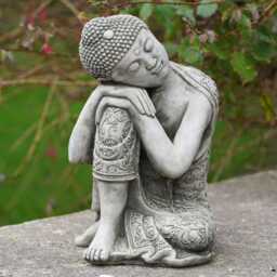 Large Sleepy Buddha Stone Statue - Oriental Outdoor Garden Ornament Thai Monk - thumbnail 2