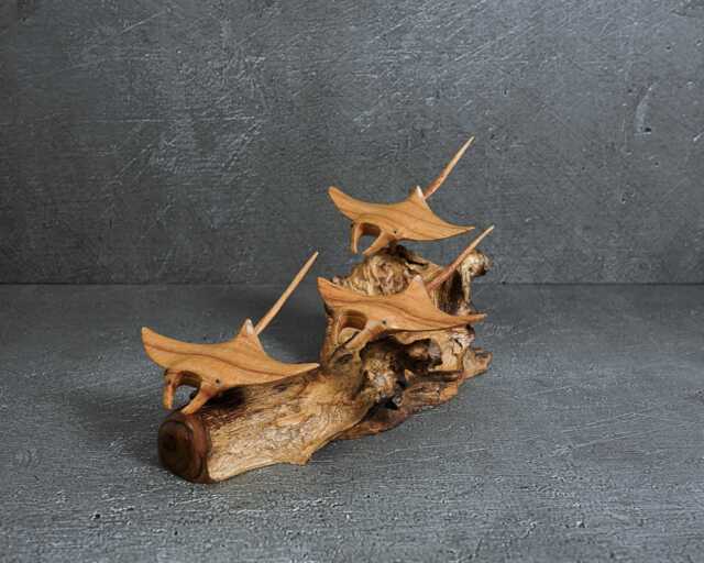 Hand Carved Wooden Manta Ray Statue, 11 - image 1