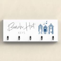 Nautical Key Rack Beach Hut, Boat Keys Holder With 5 Hooks - thumbnail 3