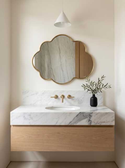 Cloud Shape Brass Mirror - Modern Decorative Wall Mirrors - image 1