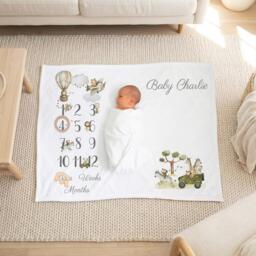Personalised Safari Milestone Blanket, Custom Nursery Cushion, Door Sign - thumbnail 1
