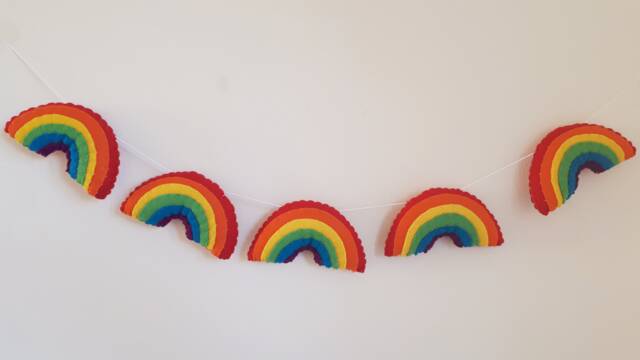 Rainbow Garland, Felt Girls Room, Rainbow Baby Gift , Nursery, Decor, Shower, Weather Decoration, Boys - image 1