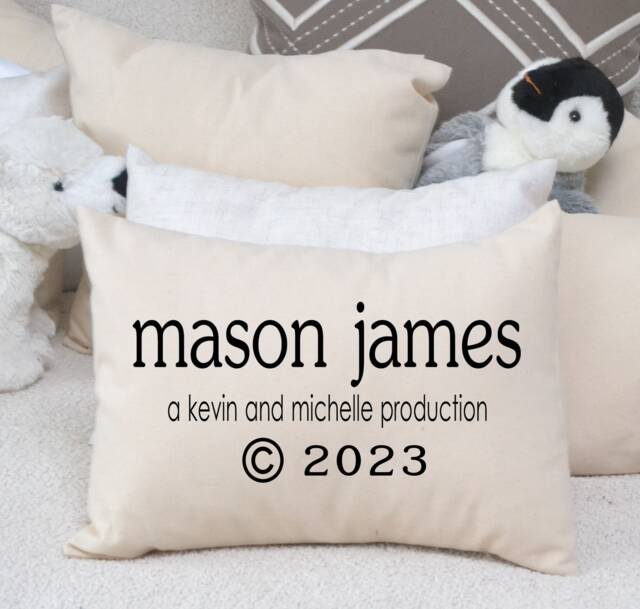 Personalized Baby, Baby Pillow, Newborn Photo Prop, Gift Idea, Name Pillow With Copyright Date, Girl, Boy Gift, -Jude - image 1