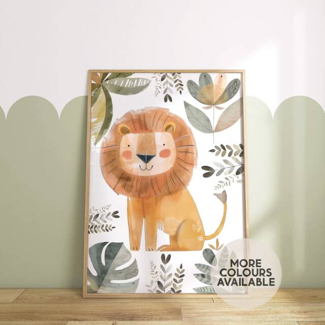 Lion Print -- Safari Nursery Print, Jungle Decor, Playroom Bedroom, Unframed - image 1