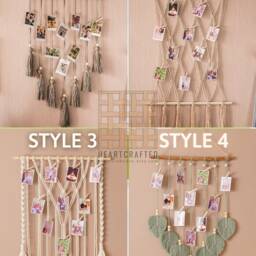 Photo Display, Macrame Holder, Twine Hanger, Unique Wall Decor, Boho Nursery Gift For Girl, New Parents H02 - thumbnail 2