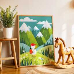 Duck On An Adventure Nursery Poster - Animal Wall Art For Kids Room Baby Print Playroom Decor Gift - thumbnail 2