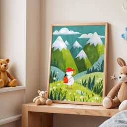 Duck On An Adventure Nursery Poster - Animal Wall Art For Kids Room Baby Print Playroom Decor Gift - thumbnail 3