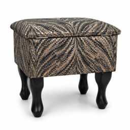 Small Storage Dressing Table Stool, Luxor Lava Charcoal Fabric, Handmade Traditional Design - thumbnail 4