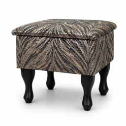 Small Storage Dressing Table Stool, Luxor Lava Charcoal Fabric, Handmade Traditional Design - thumbnail 2