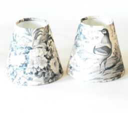 Toile Candle Clip Lampshade French Chandelier Shade Charcoal & Cream
