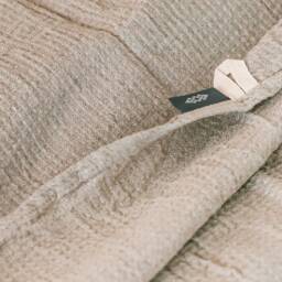 Natural Linen Black Waffle Sofa Cover in Beige. Couch Throw Blanket For New Home, Farmhouse. Minimalist Blanket, Bedspread. Neutral Colors - thumbnail 4