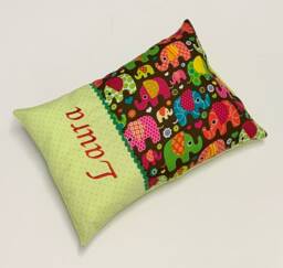 "Name Pillow Baby ""Elephant Brown Green" - thumbnail 1