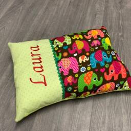 "Name Pillow Baby ""Elephant Brown Green" - thumbnail 2