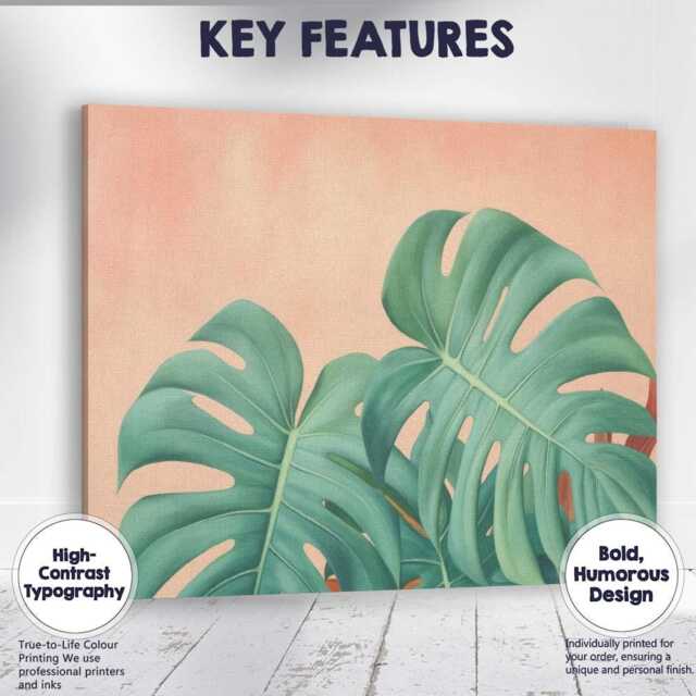 Soft Green Monstera Leaves Minimalist Botanical Canvas Wall Art Print Decor Picture Ready To Hang - image 1