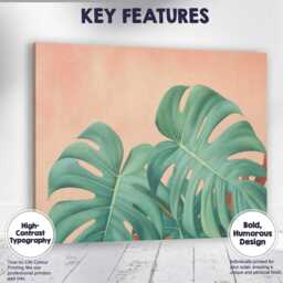 Soft Green Monstera Leaves Minimalist Botanical Canvas Wall Art Print Decor Picture Ready To Hang - thumbnail 1