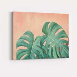 Soft Green Monstera Leaves Minimalist Botanical Canvas Wall Art Print Decor Picture Ready To Hang - thumbnail 4