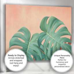 Soft Green Monstera Leaves Minimalist Botanical Canvas Wall Art Print Decor Picture Ready To Hang - thumbnail 3