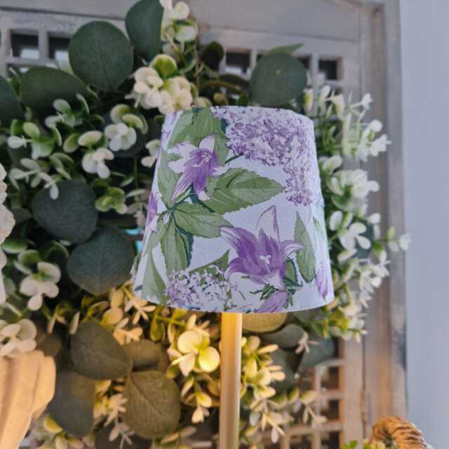 Cordless Touch Lamp. Beautiful Decoupaged Purple & Lilac Floral Usb Rechargeable Table Lamp.portable - image 1