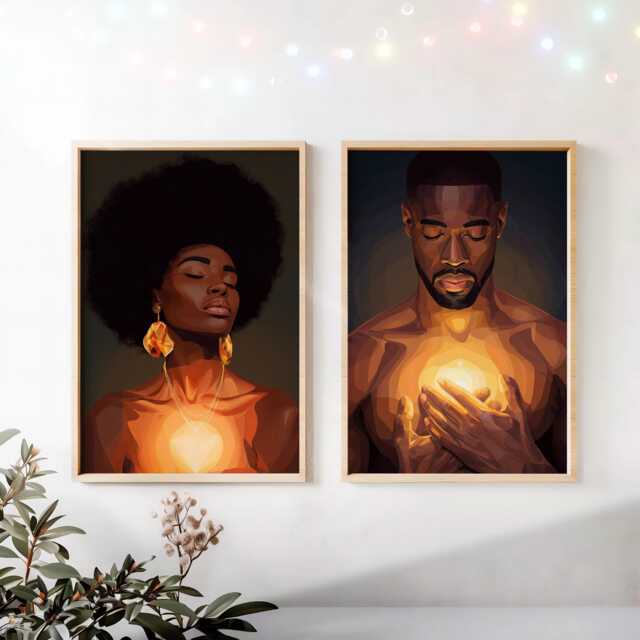 Afrocentric Black Art Print Radiant Soul Energy Portraits - Poster Only - image 1