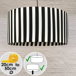 Black & White Pleated Drum Lampshade - Striped Ribbon Light Shade Table Standard Lamp - thumbnail 2