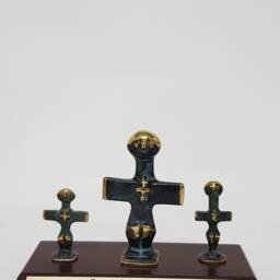 Personalized Brass Pomos Idol Sculpture Set, Cyprus Figurines, Ancient Art Office Decor - thumbnail 3