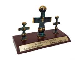 Personalized Brass Pomos Idol Sculpture Set, Cyprus Figurines, Ancient Art Office Decor - thumbnail 1